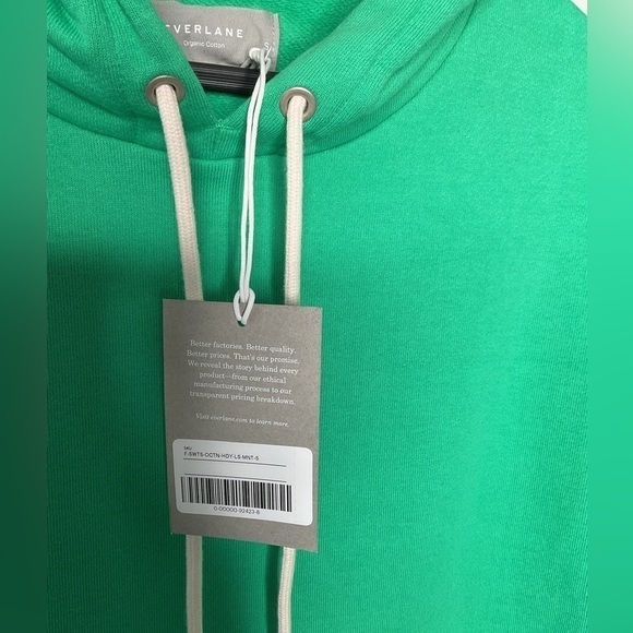 EVERLANE The Track Organic Cotton Popover Hoodie, Mint Green, NWT - Picture 5 of 9